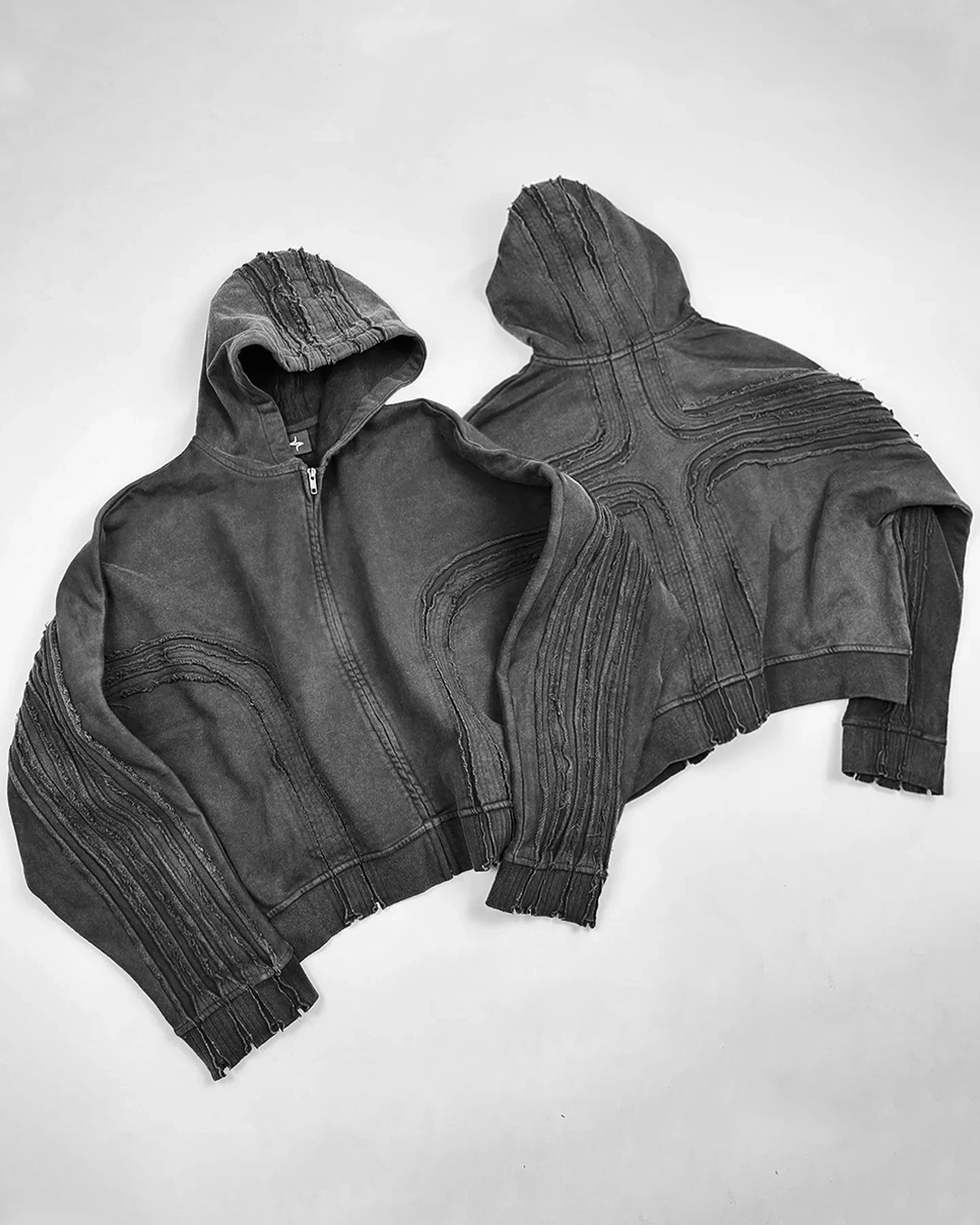 TONOS Denim Cross Zip Up Hoodie